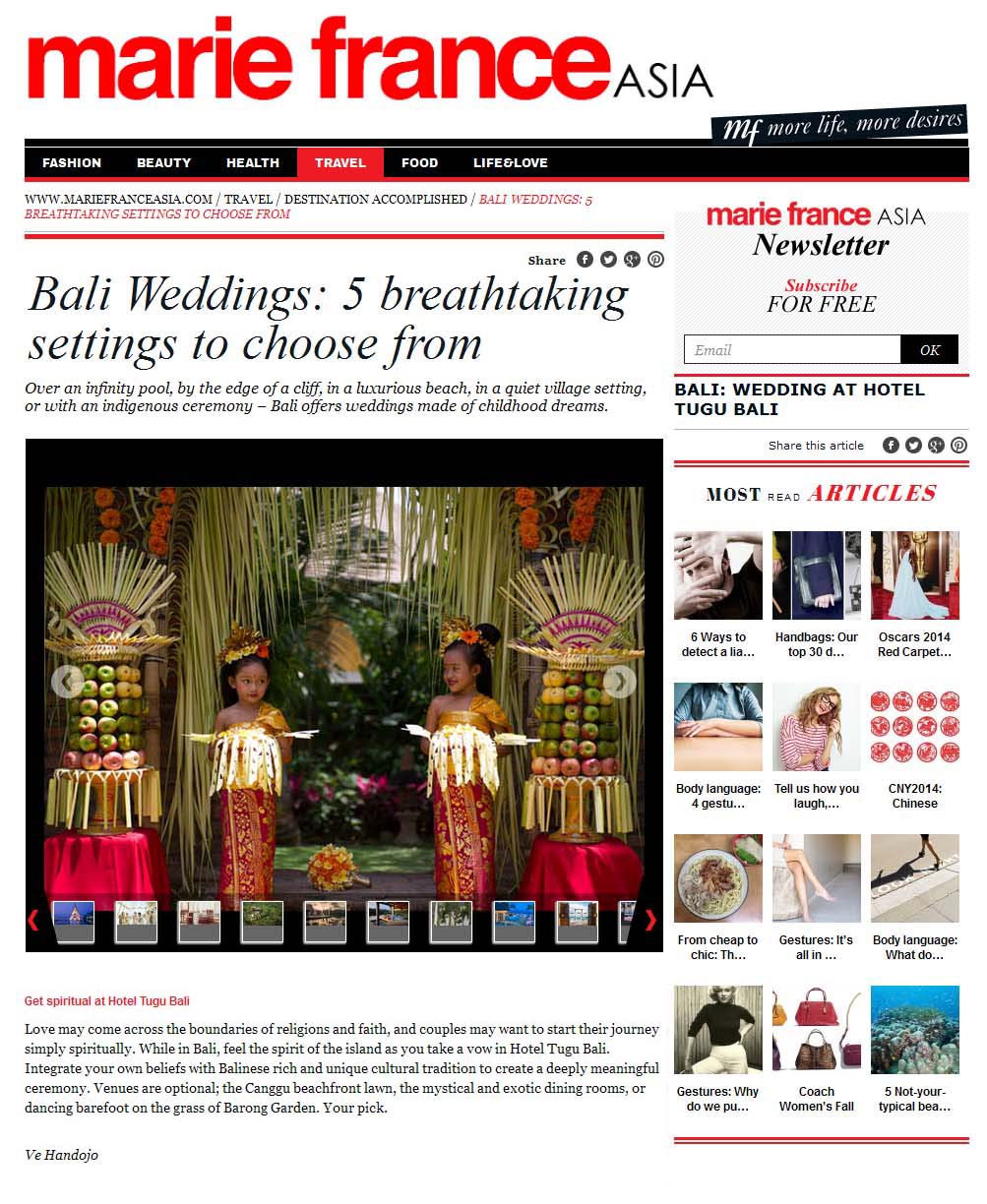 marie france asia: bali weddings - 5 breathaking settings to choose from