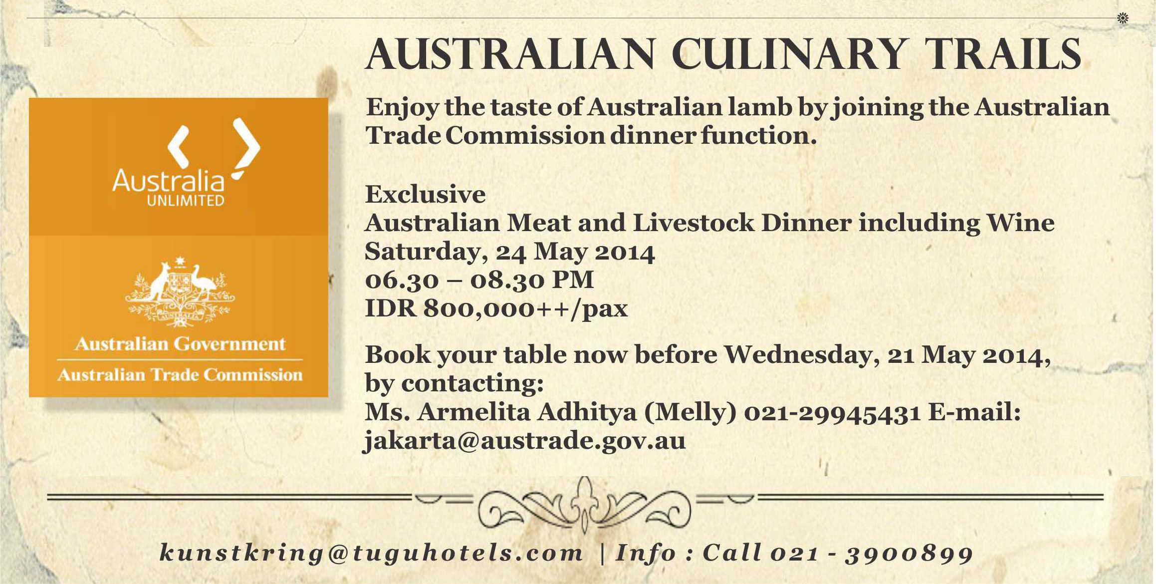 australian culinary trails at tugu kunstkring paleis