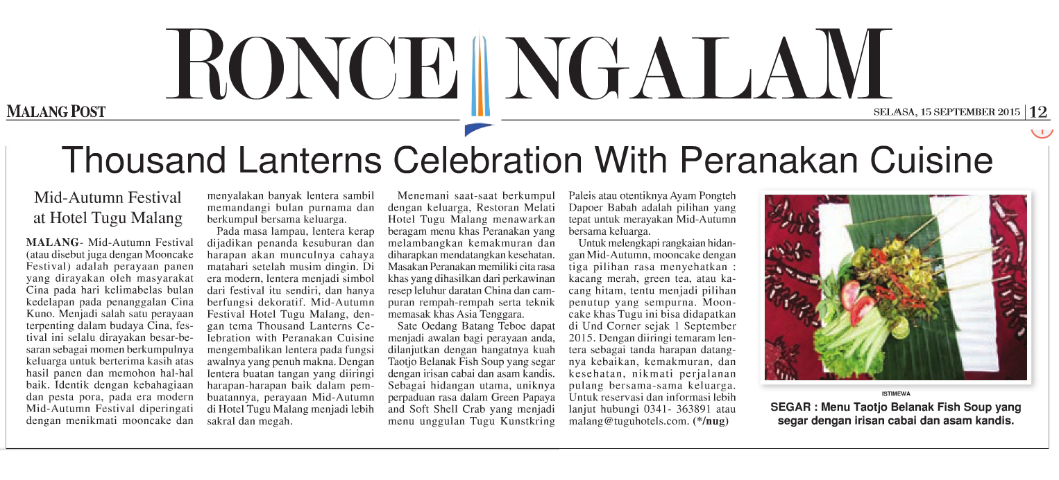 Thousand Lanterns Celebration With Peranakan Cuisine - MalangPost 15 September 2015