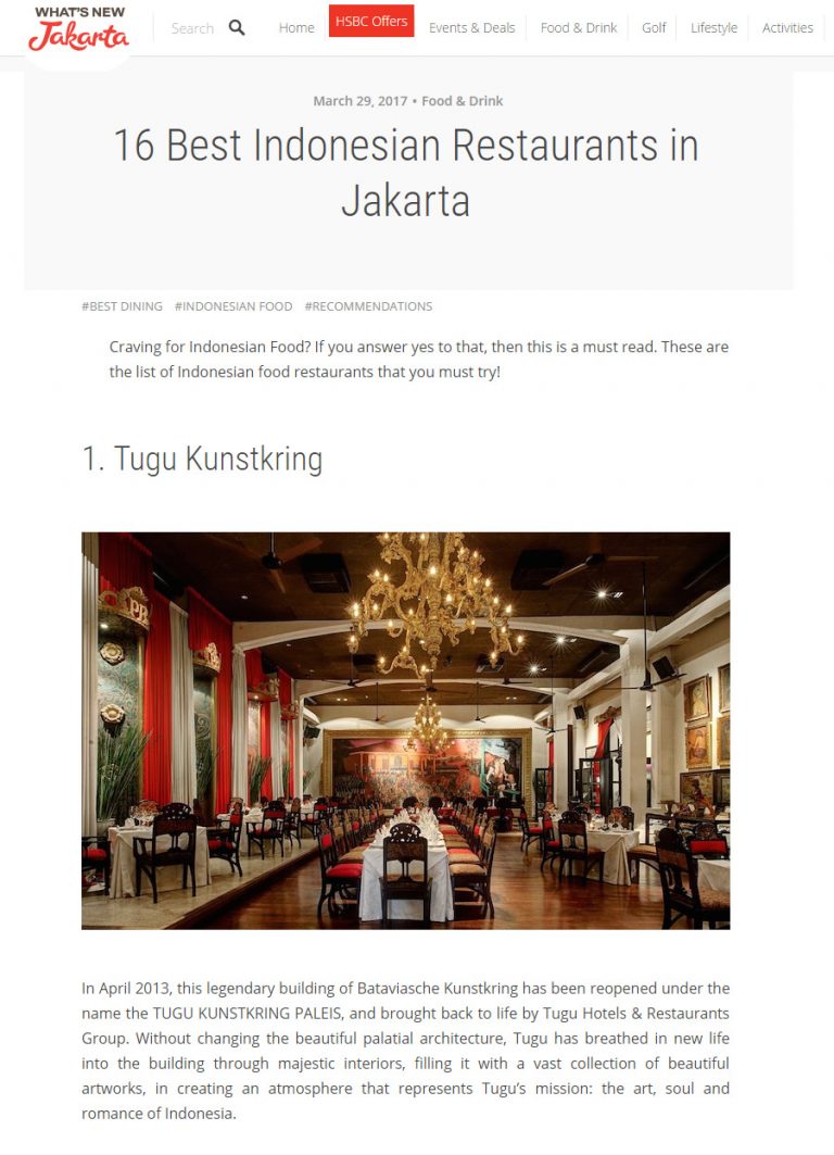 16 Best Indonesian Restaurants in Jakarta Whatsnewjakarta Tugu Kunstkring Paleis Tugu